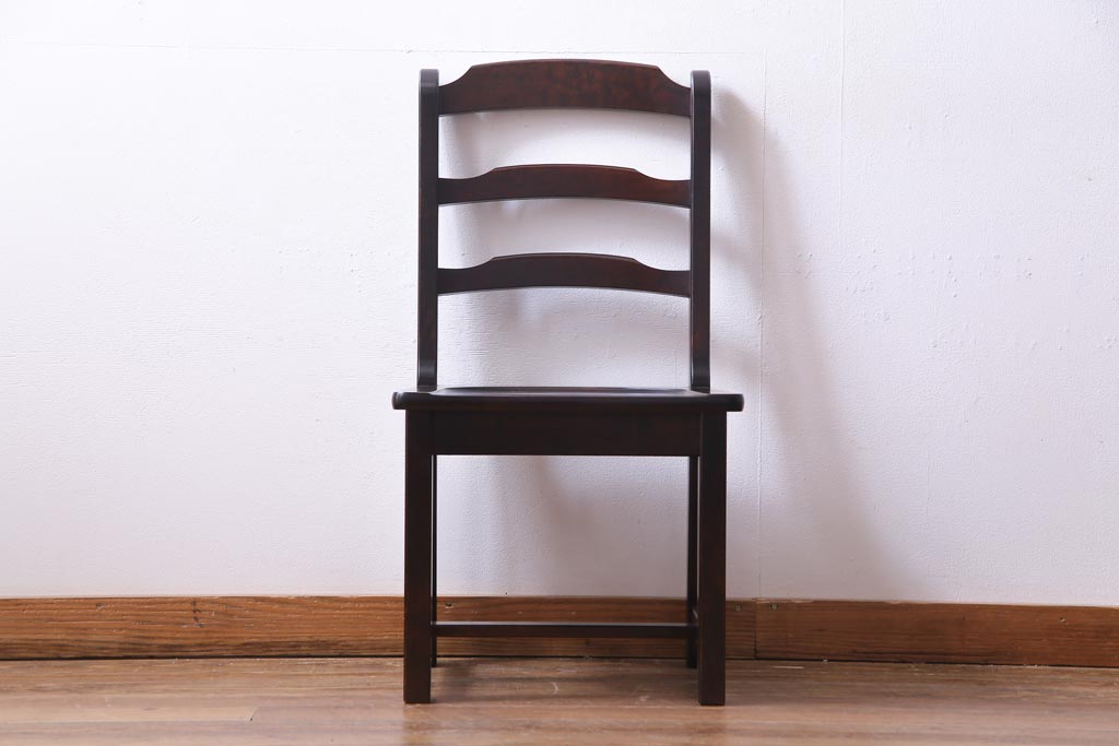中古　北海道民芸家具　HM620　滑らかな木肌が上品なラダーバックチェア(椅子、ダイニングチェア)(2)