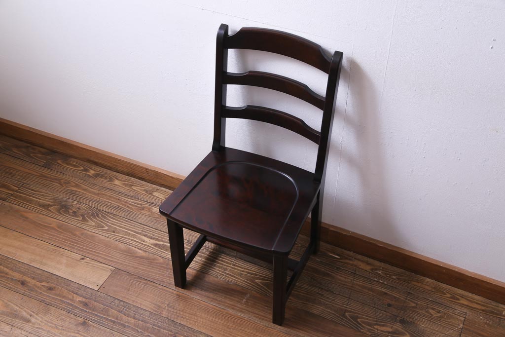 中古　北海道民芸家具　HM620　滑らかな木肌が上品なラダーバックチェア(椅子、ダイニングチェア)(3)