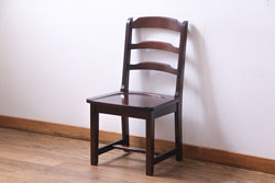 中古　北海道民芸家具　HM620　滑らかな木肌が上品なラダーバックチェア(椅子、ダイニングチェア)