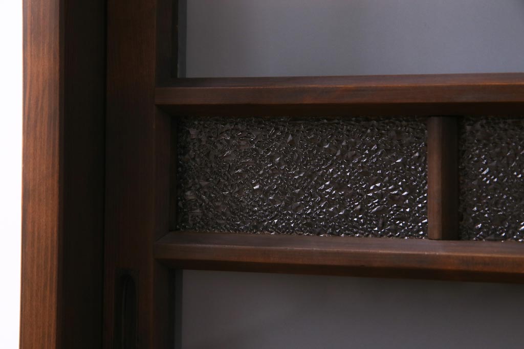 ラフジュ工房オリジナル　建具リメイク　引き出し付き　レトロなガラス入りの戸棚(収納棚、サイドボード)