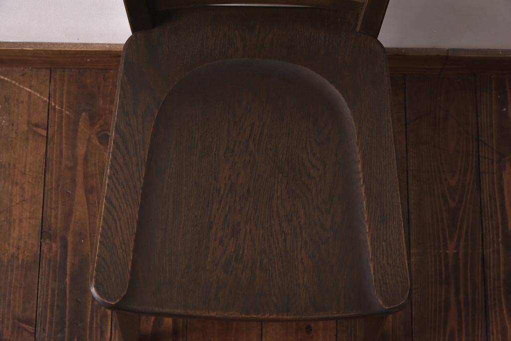 中古　神戸家具　永田良介商店　素朴なアンティークスタイルを楽しめるスカシ型食堂椅子(チェア、イス)(3)
