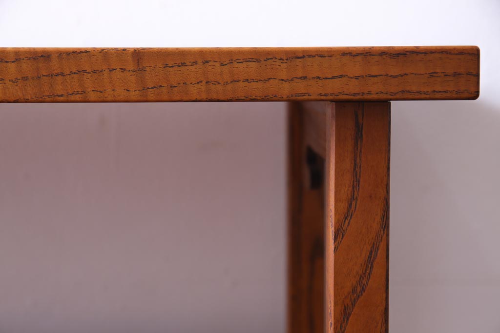 中古　工芸家具　栗無垢材　象嵌細工が素敵な漆塗りの飾棚(飾り棚)(定価約54万円)