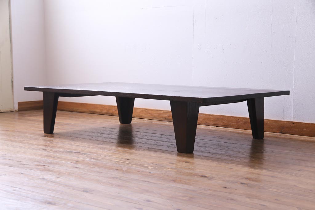ヴィンテージ家具　ビンテージ　昭和期　栗材　浮造り仕上げ　和の趣きが魅力的なローテーブル(座卓)