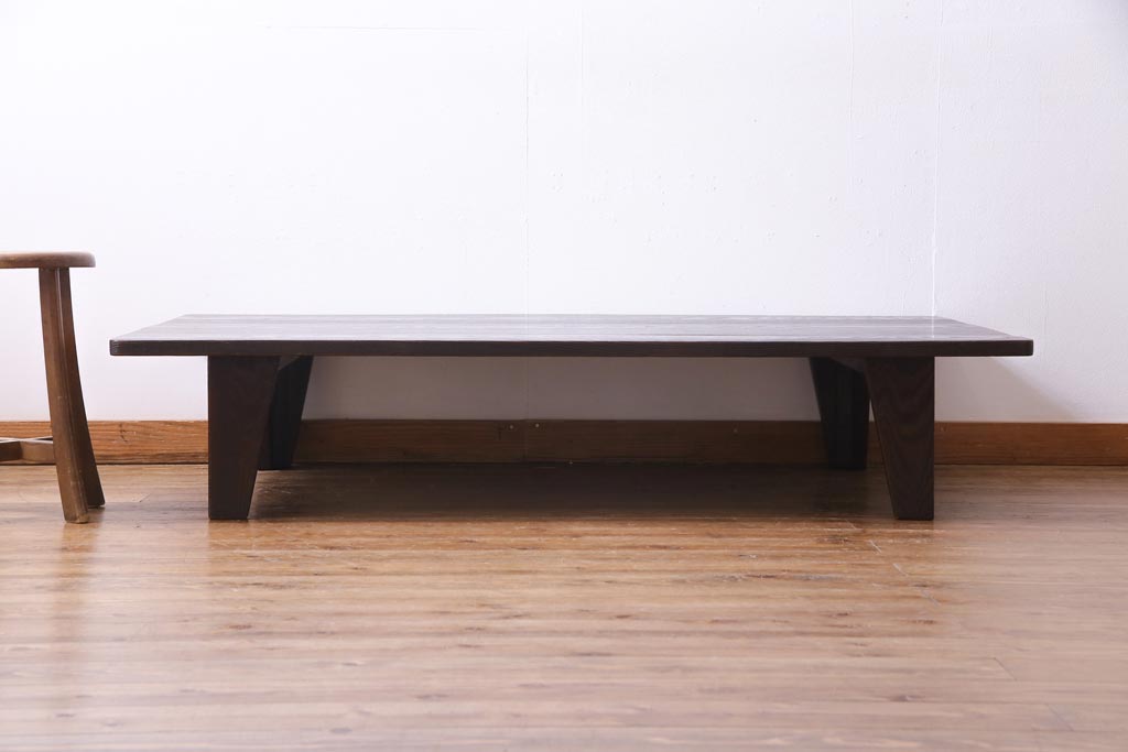 ヴィンテージ家具　ビンテージ　昭和期　栗材　浮造り仕上げ　和の趣きが魅力的なローテーブル(座卓)