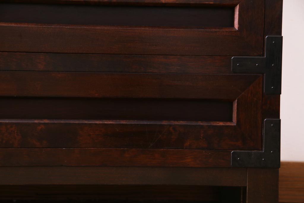 ビンテージ　脚付きリメイク　松本民芸風の和モダンなサイドボード(収納棚、チェスト、ヴィンテージ)