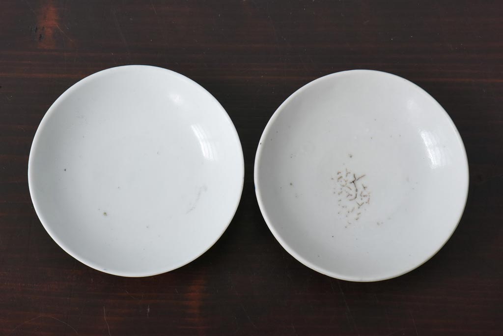 古民具・骨董　龍の図　色絵　独特な絵柄の蓋付き茶碗2客セット(和食器)(2)