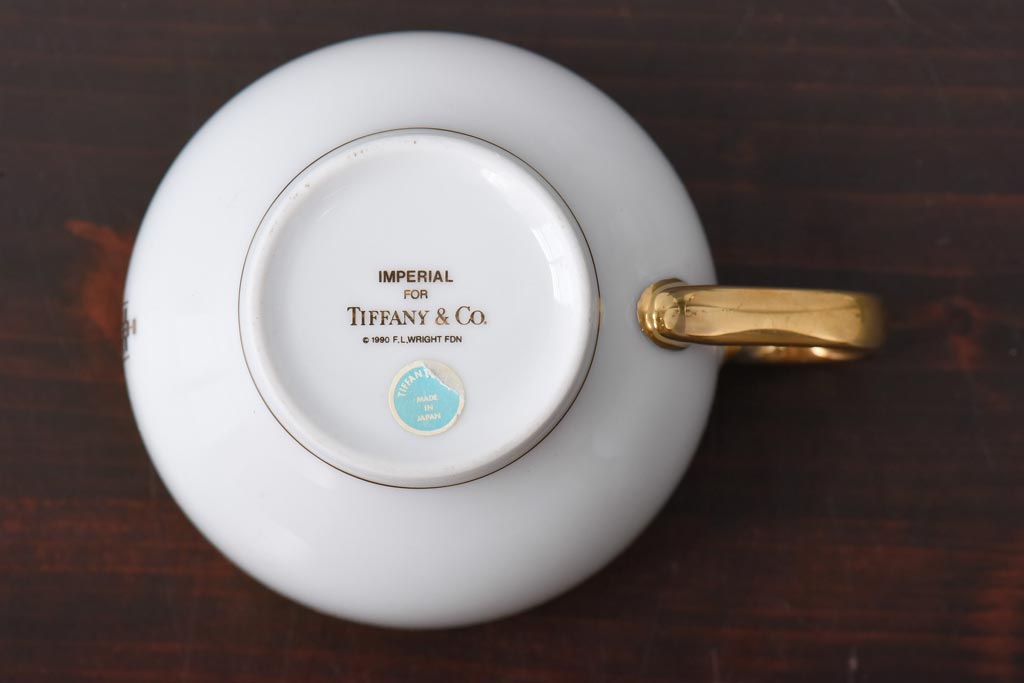 中古　Tiffany&Co.(ティファニー)　IMPERIAL　ゴールドバンドが高級感漂うカップ&ソーサー3客セット(洋食器)