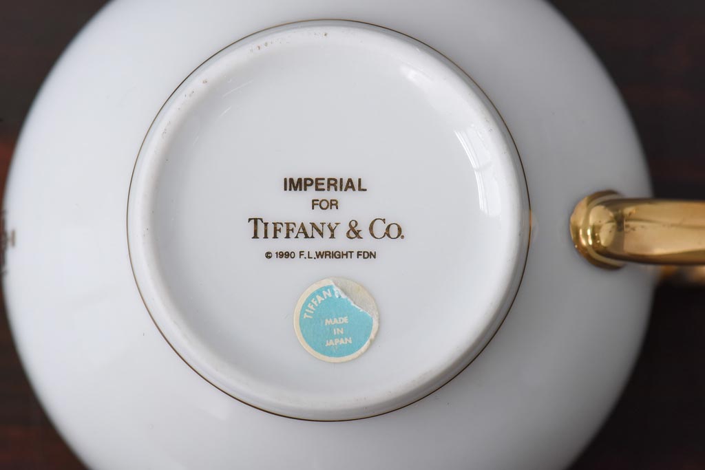 中古　Tiffany&Co.(ティファニー)　IMPERIAL　ゴールドバンドが高級感漂うカップ&ソーサー3客セット(洋食器)