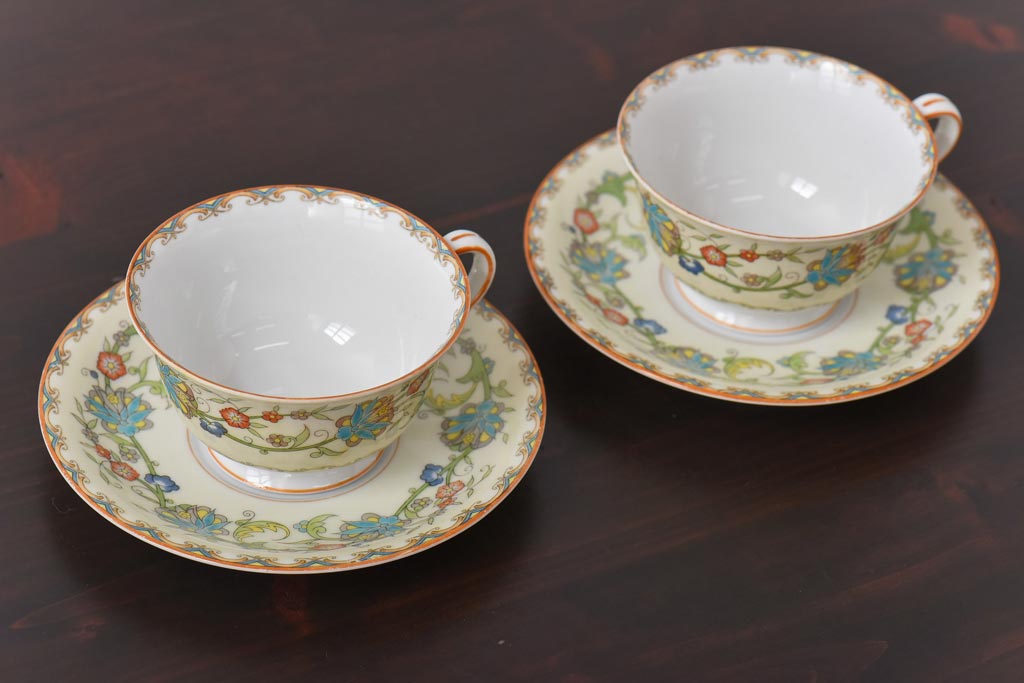 オールドノリタケ(Noritake、日陶)　月桂樹-М　米国輸出向　カップ&ソーサー2客セット(洋食器)