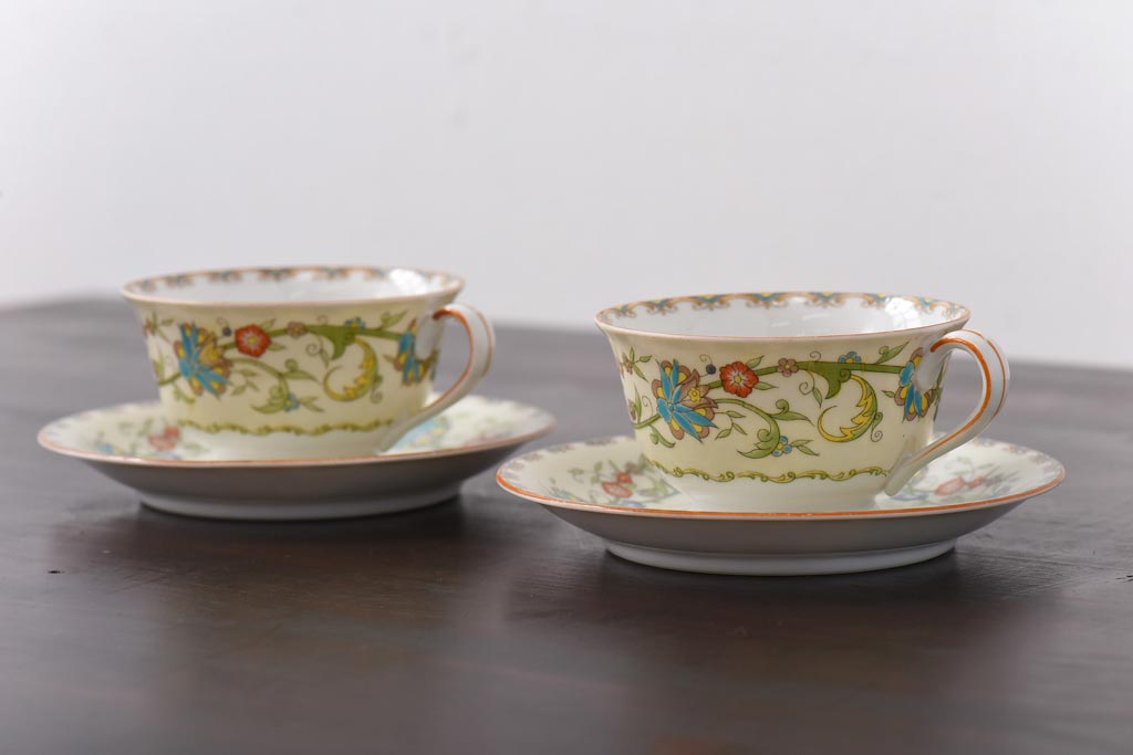 オールドノリタケ(Noritake、日陶)　月桂樹-М　米国輸出向　カップ&ソーサー2客セット(洋食器)