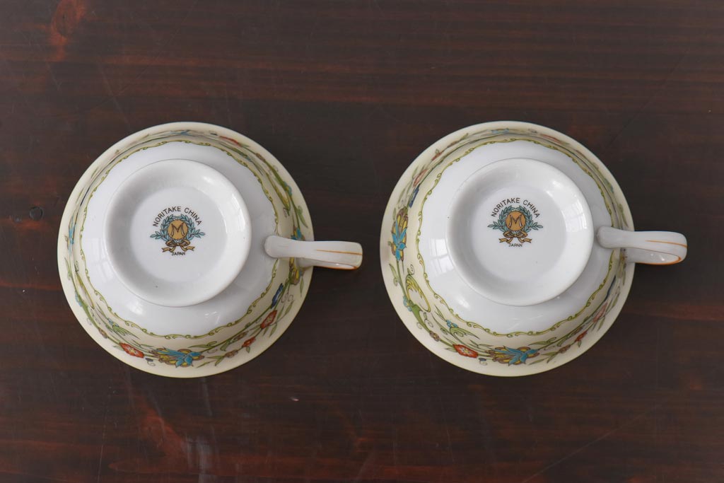 オールドノリタケ(Noritake、日陶)　月桂樹-М　米国輸出向　カップ&ソーサー2客セット(洋食器)