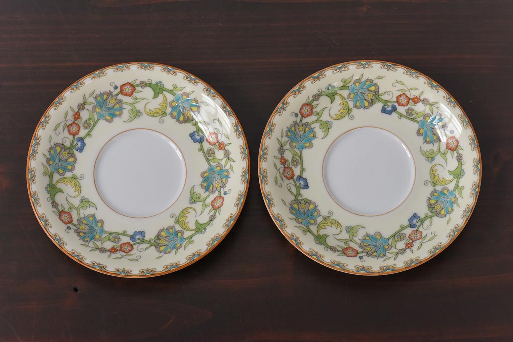 オールドノリタケ(Noritake、日陶)　月桂樹-М　米国輸出向　カップ&ソーサー2客セット(洋食器)