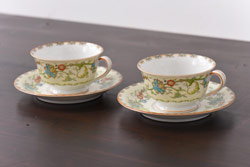 オールドノリタケ(Noritake、日陶)　月桂樹-М　米国輸出向　カップ&ソーサー2客セット(洋食器)