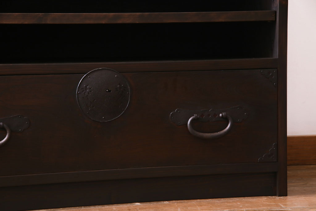 ラフジュ工房オリジナル　引き出しリメイク　素朴な丸金具のリビングボード(テレビボード、ローボード、収納棚)