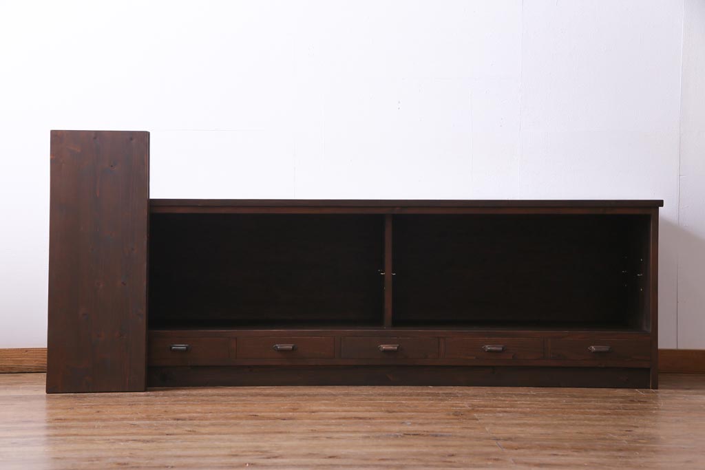 ラフジュ工房オリジナル　引き出し付きのデザインが素敵な古建具リメイクのテレビボード(ローボード)