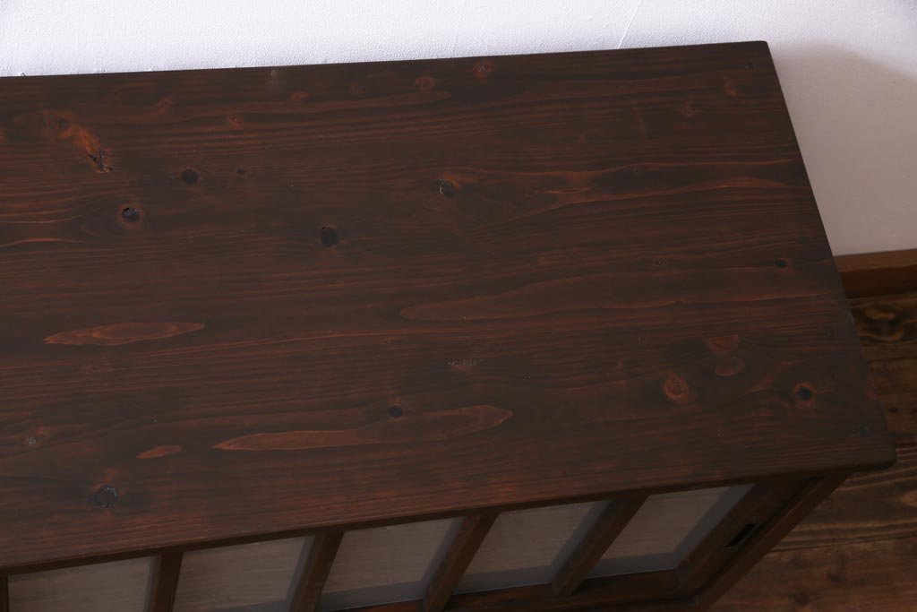 ラフジュ工房オリジナル　引き出し付きのデザインが素敵な古建具リメイクのテレビボード(ローボード)