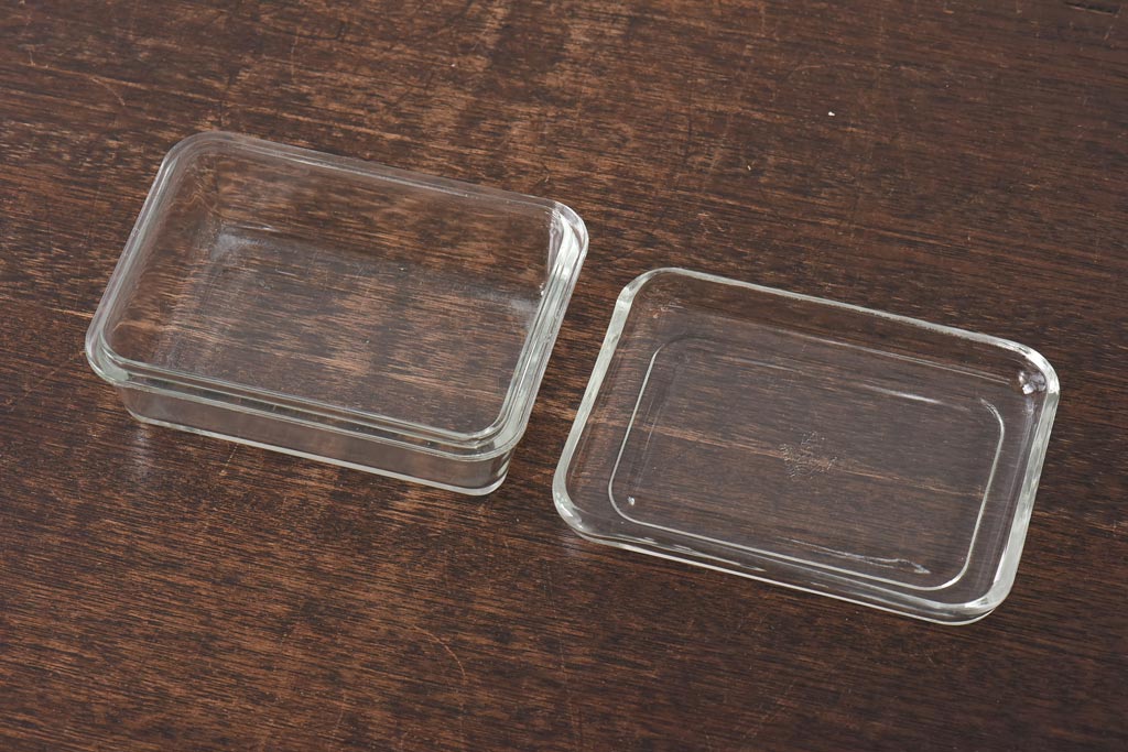 アンティーク雑貨　イギリスアンティーク　JAJ　パイレックス　ガラス製バターケース(小物入れ)