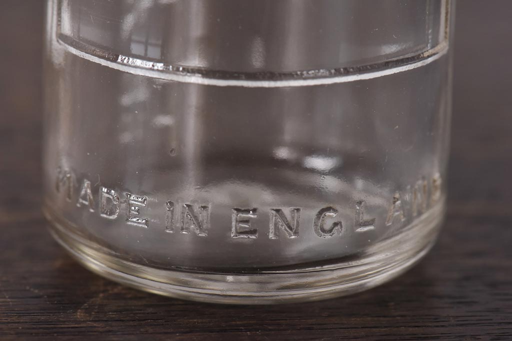 アンティーク雑貨　イギリスアンティーク　Ovaltine(オバルチン)　Horlicks(ホーリックス)　レトロな雰囲気が可愛らしいミキサーボトル3個セット(ガラスボトル、瓶、一輪挿し)