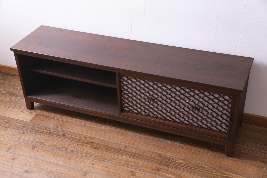 ラフジュ工房オリジナル　組子戸リメイク　斜め格子の建具が魅力的なローボード(戸棚、テレビボード)
