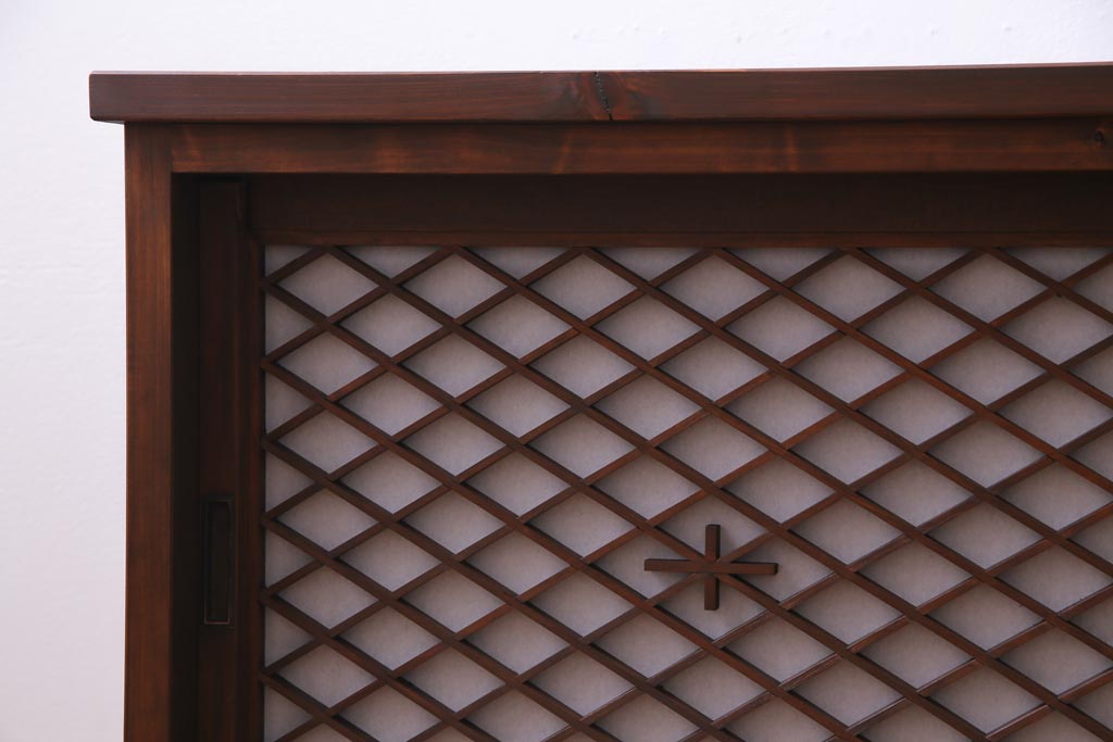 ラフジュ工房オリジナル　組子戸リメイク　斜め格子がおしゃれなローボード(戸棚、テレビボード)