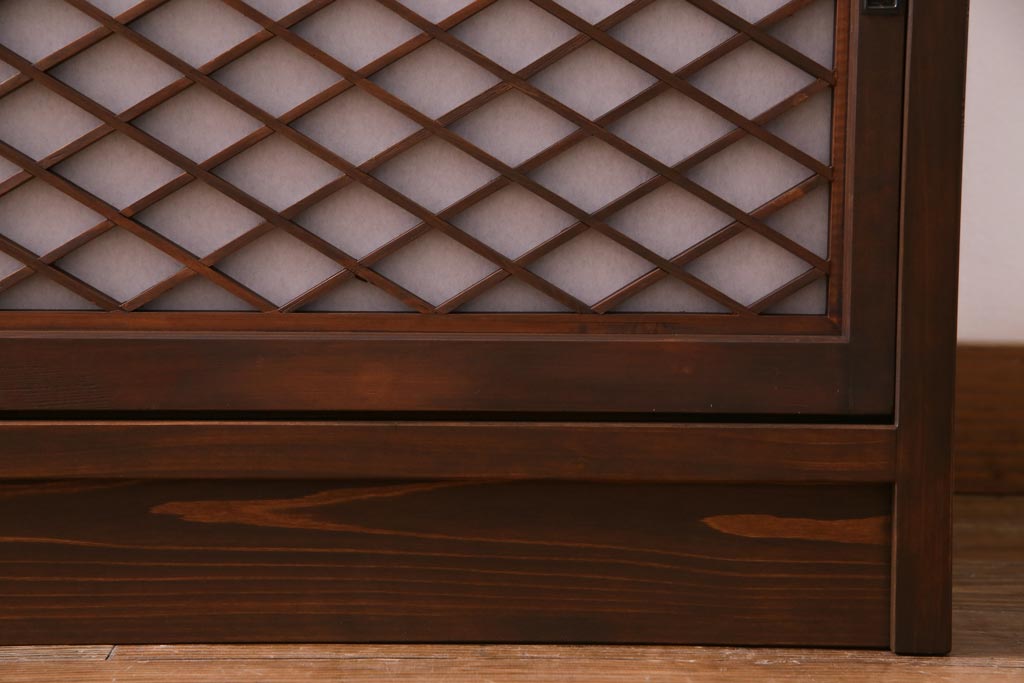 ラフジュ工房オリジナル　組子戸リメイク　斜め格子がおしゃれなローボード(戸棚、テレビボード)