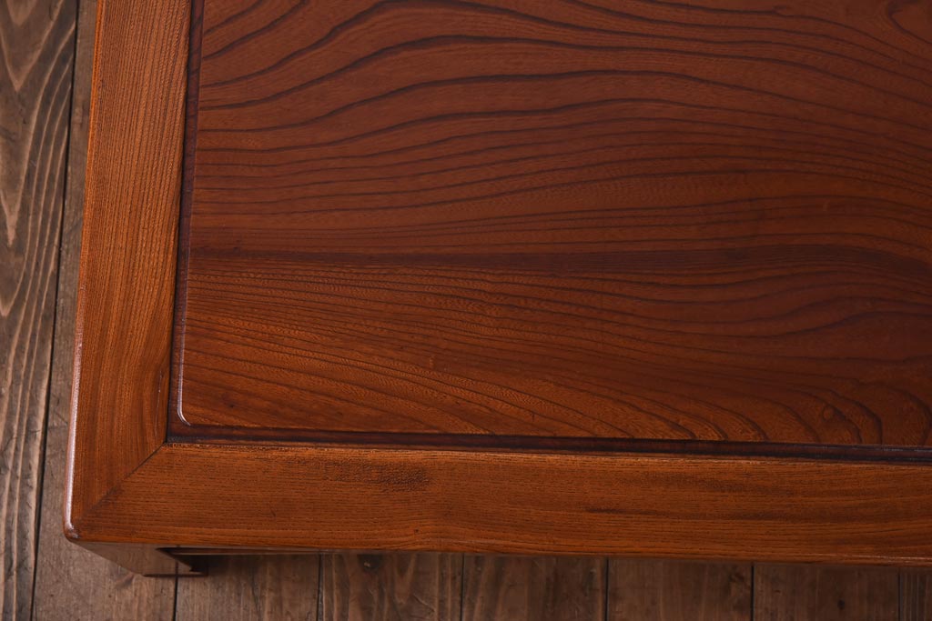 アンティーク家具　古民具　総ケヤキ材　一枚板　漆塗り　鮮明な杢目が楽しめる座卓(ローテーブル、センターテーブル)