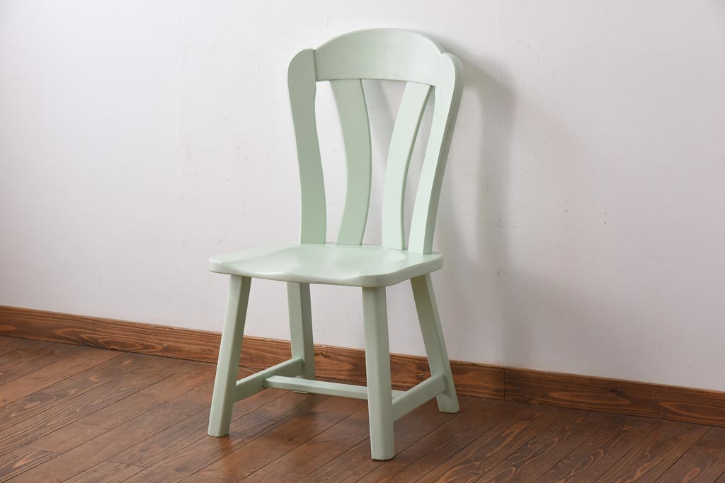 中古輸入家具　オランダ製　涼しげなミントグリーンのダイニングチェア(椅子)