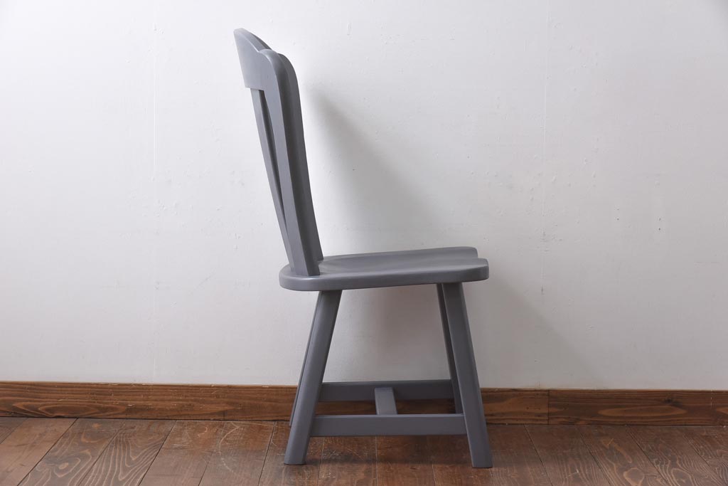 中古輸入家具　オランダ製　上品なブルーグレーのダイニングチェア(椅子)