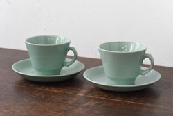 イギリス　Woods Ware(ウッズウェア)　beryl(ベロル)　カップ&ソーサー2客セット(洋食器)(1)