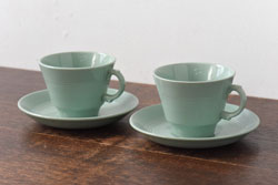 イギリス　Woods Ware(ウッズウェア)　beryl(ベロル)　カップ&ソーサー2客セット(洋食器)(2)