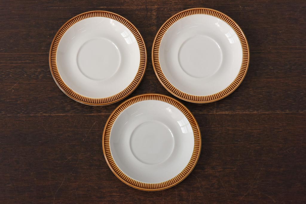 イギリスビンテージ　Poole Pottery(プール・ポタリー)　コンパクトシリーズ　カップ&ソーサー3客セット(3)