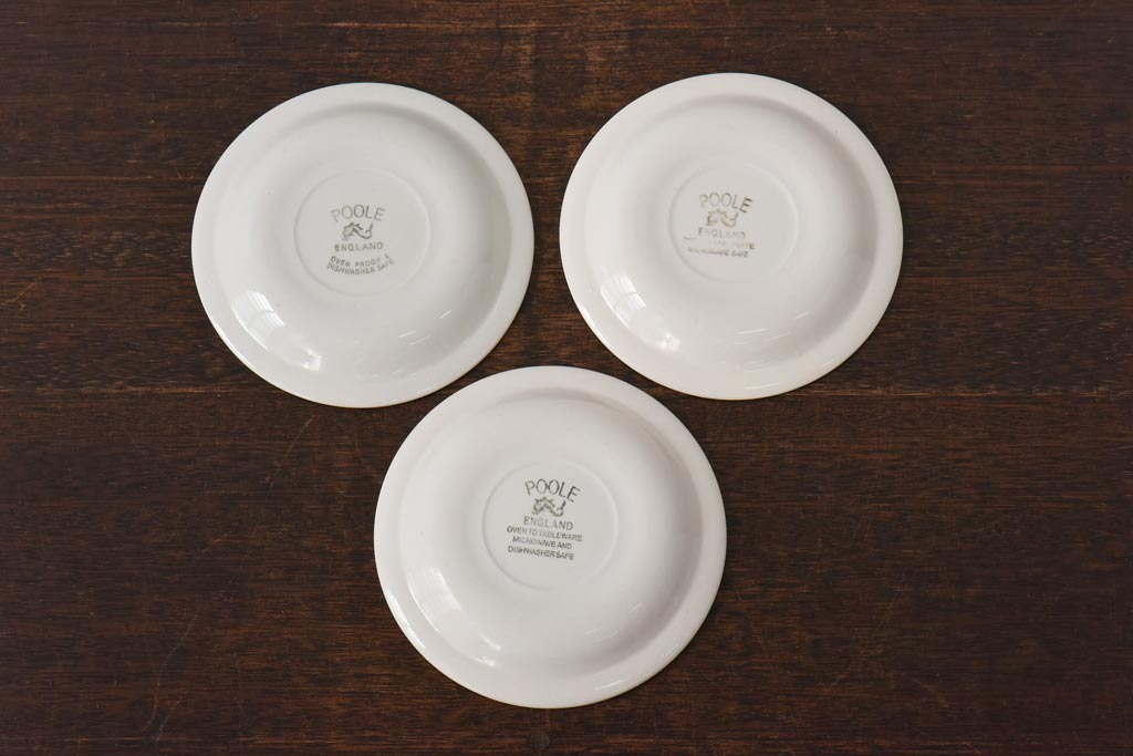 イギリスビンテージ　Poole Pottery(プール・ポタリー)　コンパクトシリーズ　カップ&ソーサー3客セット(3)