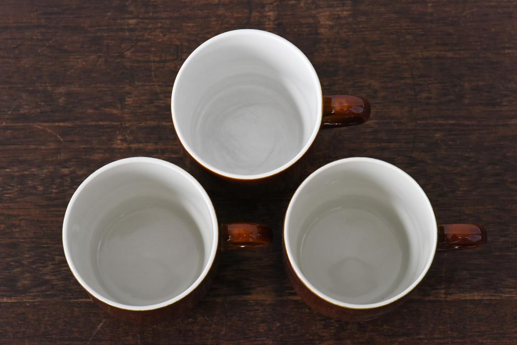 イギリスビンテージ　Poole Pottery(プール・ポタリー)　コンパクトシリーズ　カップ&ソーサー3客セット(3)
