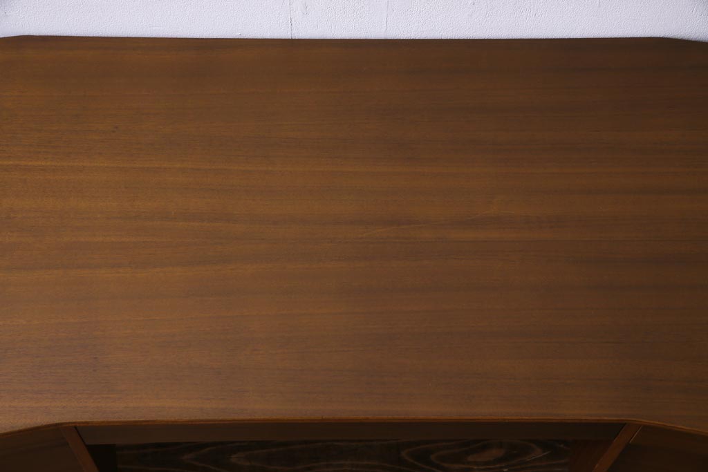 ヴィンテージ家具　イギリスビンテージ　Uniflex Furniture　ウォールナット　木のぬくもり感じる北欧スタイルの両袖デスク(机、在宅ワーク、在宅用作業台、サイドボード)