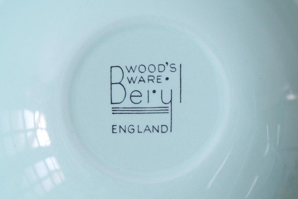 イギリスビンテージ　Woods ware(ウッズウエア)　Beryl(ベロル)　スーププレート3枚セット(シリアルボウル、深皿)