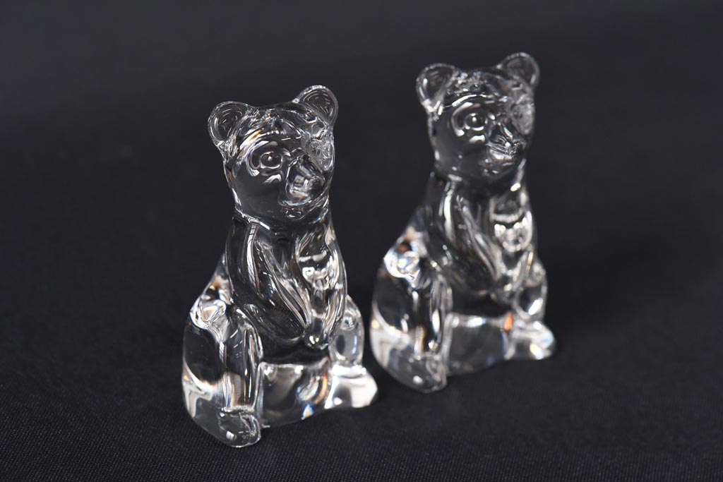 アンティーク雑貨　イギリス　クマ型のガラス製ペーパーウエイト2個セット(テディベア、ディスプレイ、重石)
