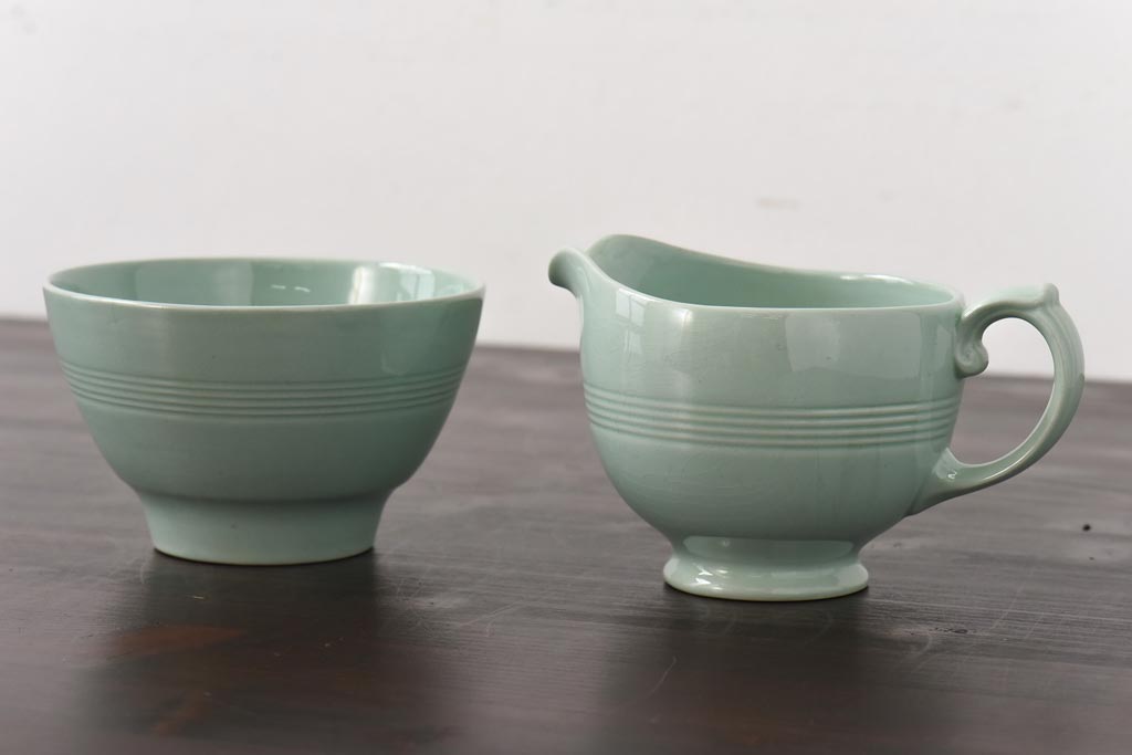 イギリスビンテージ　Woods ware(ウッズウエア)　Beryl(ベロル)　ティーセット(シュガーボウル、ミルクポット)