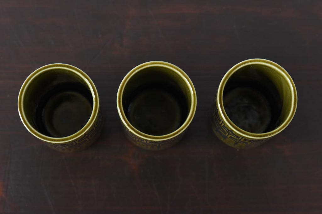 アンティーク雑貨　イギリスビンテージ　HORNSEA(ホーンジー)　HEIRLOOM(エアルーム)　トールタイプのスパイスジャー3個セット(調味料入れ)