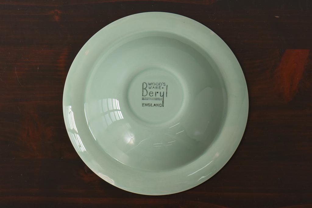 イギリスビンテージ　Woods ware(ウッズウエア)　Beryl(ベロル)　スーププレート3枚セット(シリアルボウル、深皿)(2)