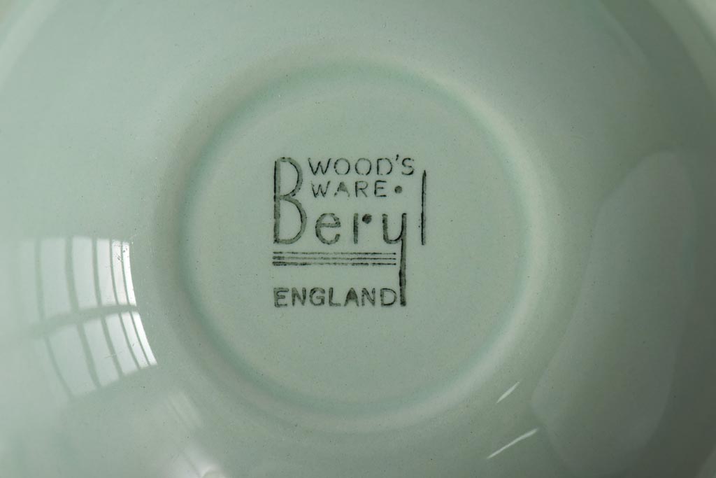 イギリスビンテージ　Woods ware(ウッズウエア)　Beryl(ベロル)　スーププレート3枚セット(シリアルボウル、深皿)(2)