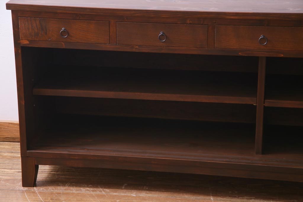 ラフジュ工房オリジナル　古建具リメイク　脚付き　障子貼りに組子が映える和モダンなリビングボード(収納棚、戸棚、テレビボード)