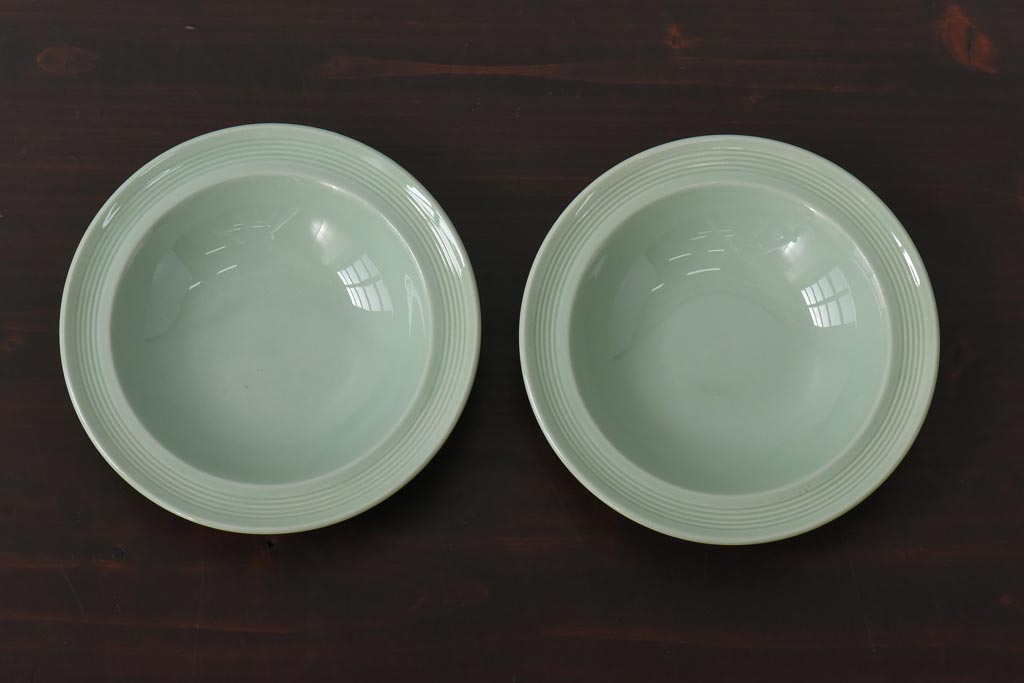 イギリスビンテージ　Woods ware(ウッズウエア)　Beryl(ベロル)　シリアルボウル2枚セット(スーププレート、深皿)