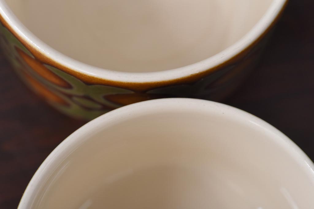 イギリスビンテージ　HORNSEA(ホーンジー)　BRONTE(ブロンテ)シリーズ　トリオ2客セット(カップ、ソーサー、プレート、洋食器)(1)
