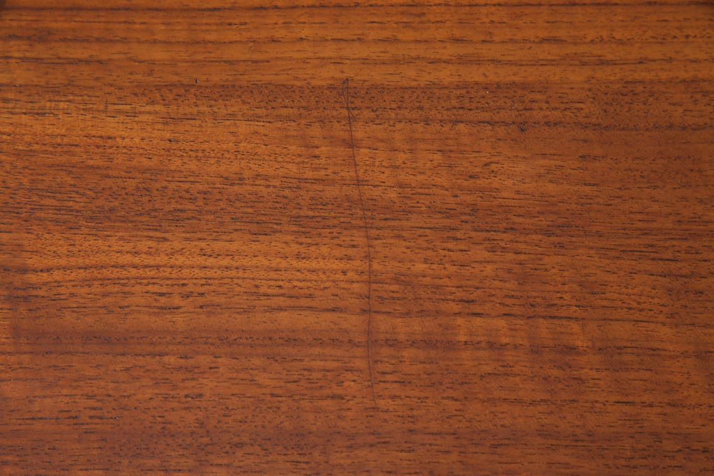 ヴィンテージ家具　北欧ビンテージ　チーク材　木のぬくもり感じるスクエアモチーフのワークデスク(両袖机、在宅ワーク、在宅用)