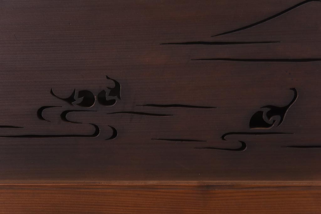 和製アンティーク　富士と茄子の図　情緒溢れる透かしの欄間(明り取り、明かり取り)