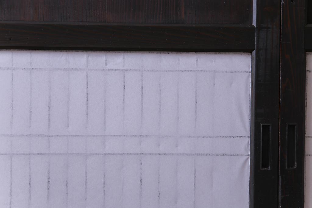 和製アンティーク　障子紙貼り　明治大正期の風情あふれる板戸4枚セット(引き戸、建具)