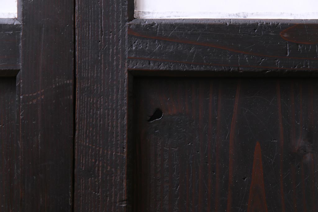 和製アンティーク　障子紙貼り　明治大正期の風情あふれる板戸4枚セット(引き戸、建具)