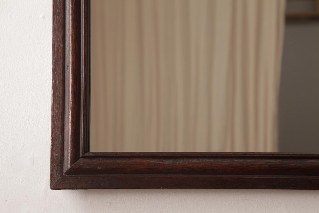 アンティーク雑貨　昭和レトロ　ナラ材　クラシカルな雰囲気のウォールミラー(壁掛け鏡)