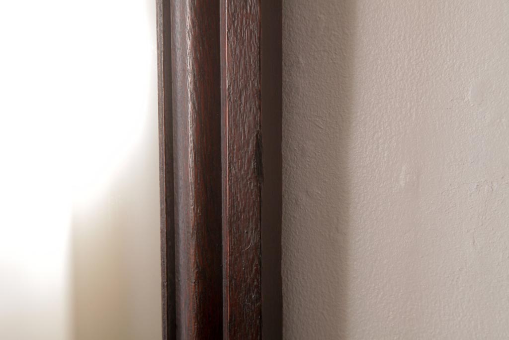 アンティーク雑貨　昭和レトロ　ナラ材　クラシカルな雰囲気のウォールミラー(壁掛け鏡)