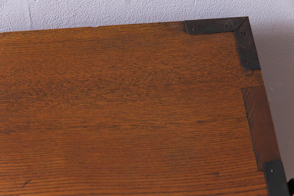 アンティーク家具　上手物!　三方ケヤキ前面玉杢材　漆塗り　箪笥リメイクリビングボード(ローボード、引き出し)(1)